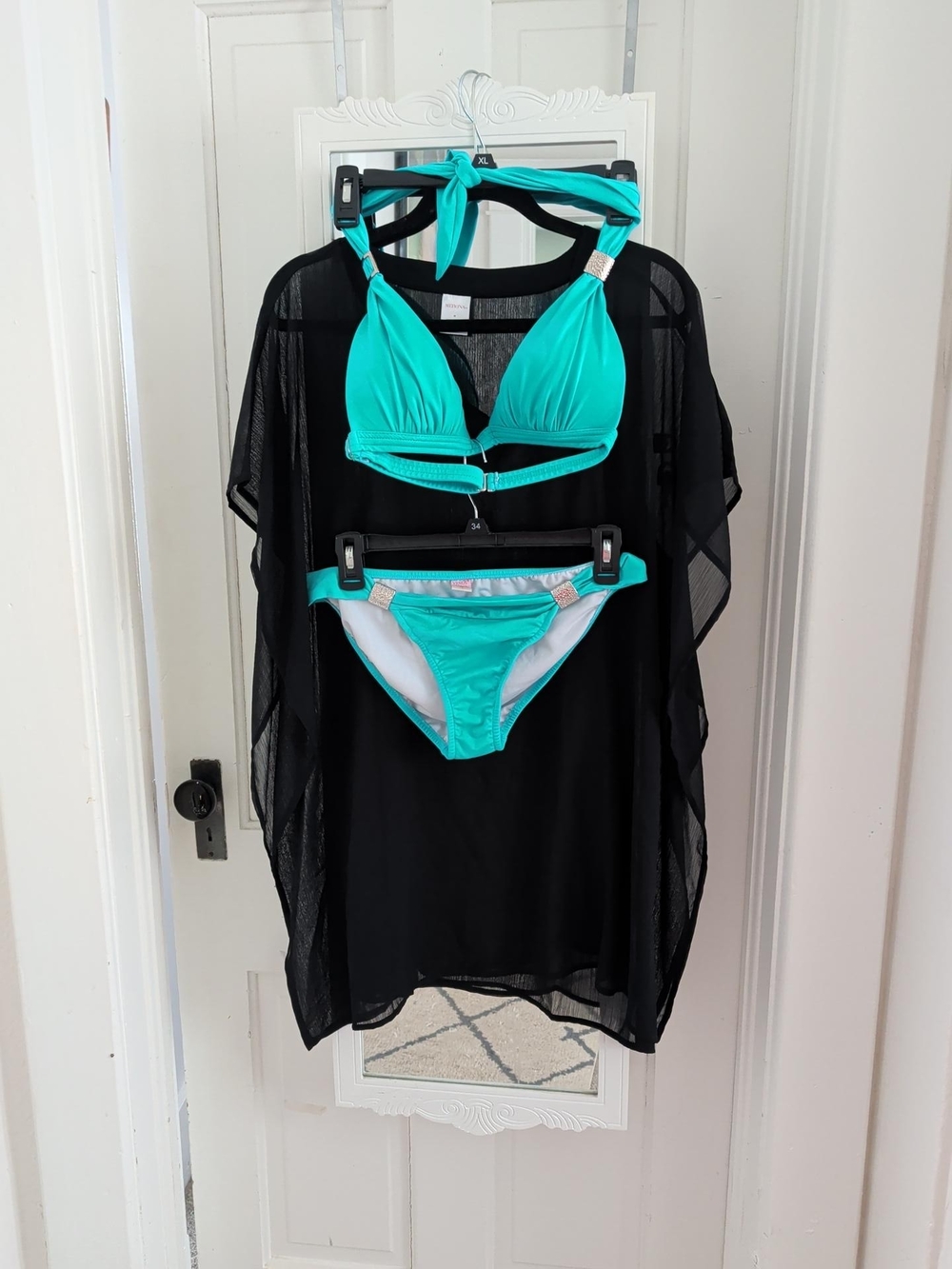 VENUS Turquoise Halter Bikini Set with Ring Accents